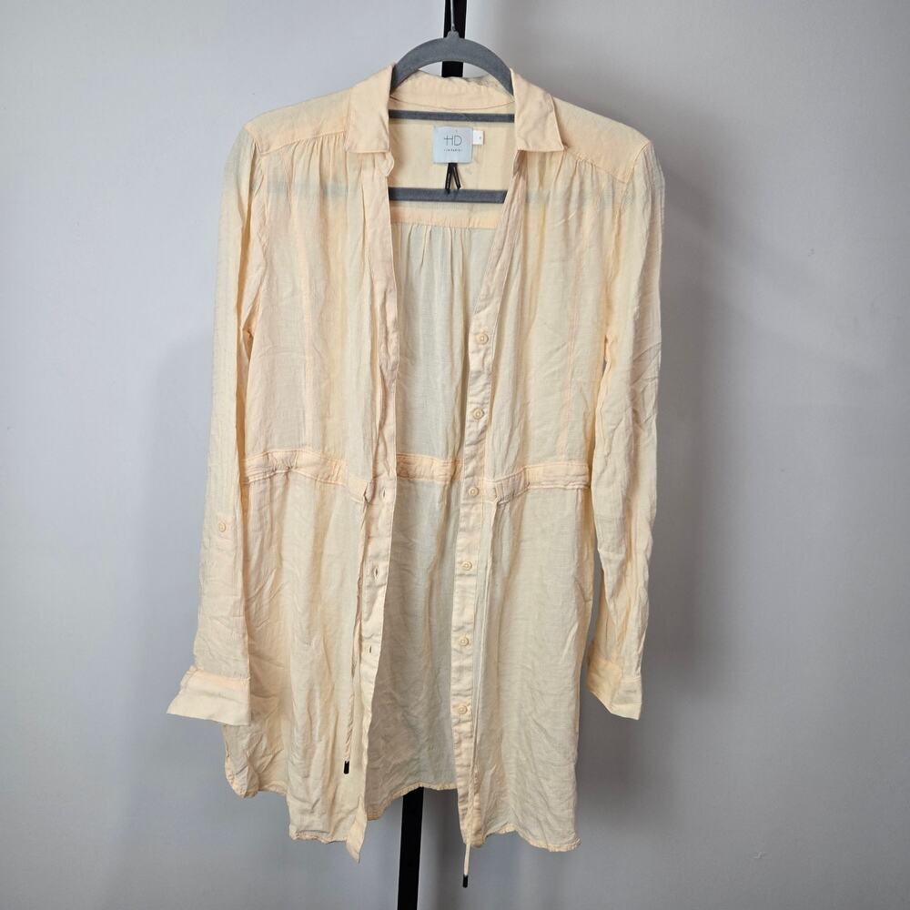 HD in Paris Anthropologie Long Sleeve Shirt Dress Tunic Minimal Neutral Cream XS